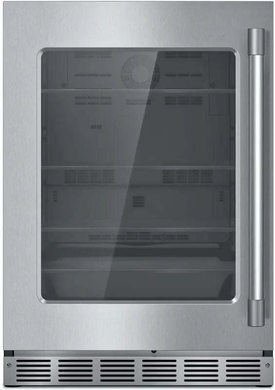 24 Inch Built-In Undercounter Refrigerator with 4.9 cu. ft. Total Capacity, SoftClose® Door, and Adjustable Glass Shelves: Left Hinged with Professional Series Handle