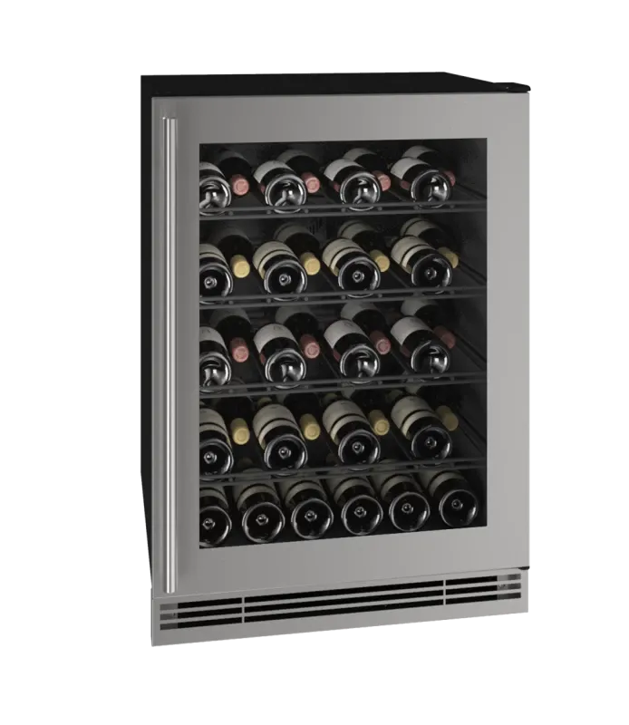 24 Inch Wine Refrigerator with 5.7 Cu. Ft. Capacity, Fixed Wine Racks, LED Lighting, Digital Touch Pad Control, Convection Cooling, LOW-E Argon Thermopane Glass Door, and Sabbath (Star K Certified)