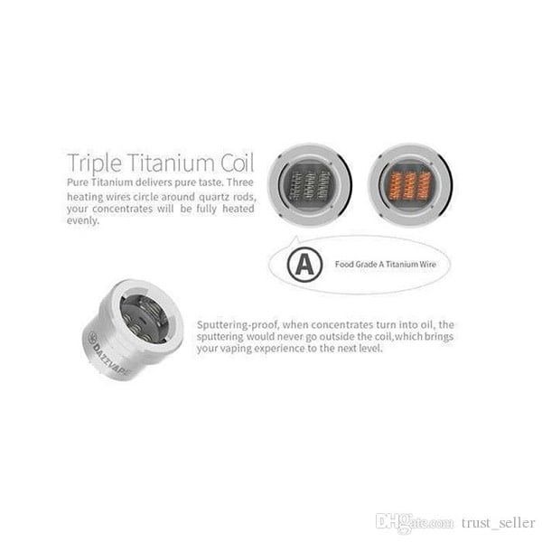DazzVape MELTER Replacement Coils - Triple Titanium Quartz Best Wattage: 16-25W / TC 300-450 F Single
