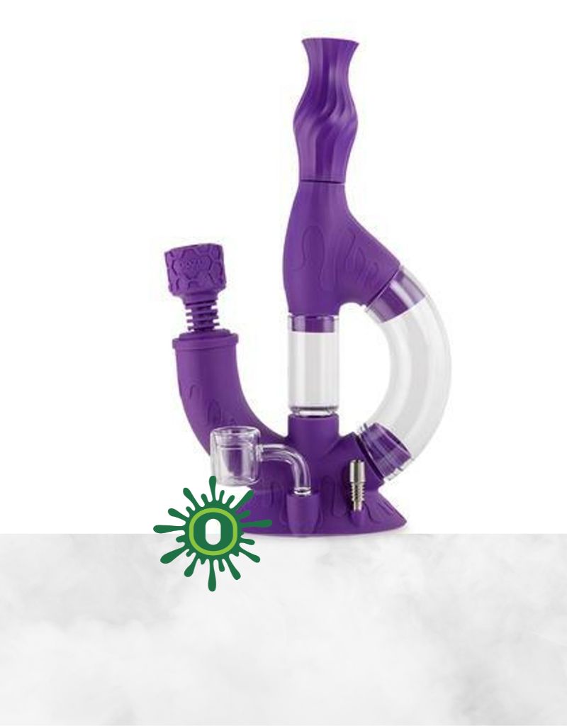 OOZE SILICONE GLASS WATER PIPE 8&#39;&#39; &amp; NECTAR COLLECTOR 4 IN 1 - ULTRA PURPLE CRANIUM