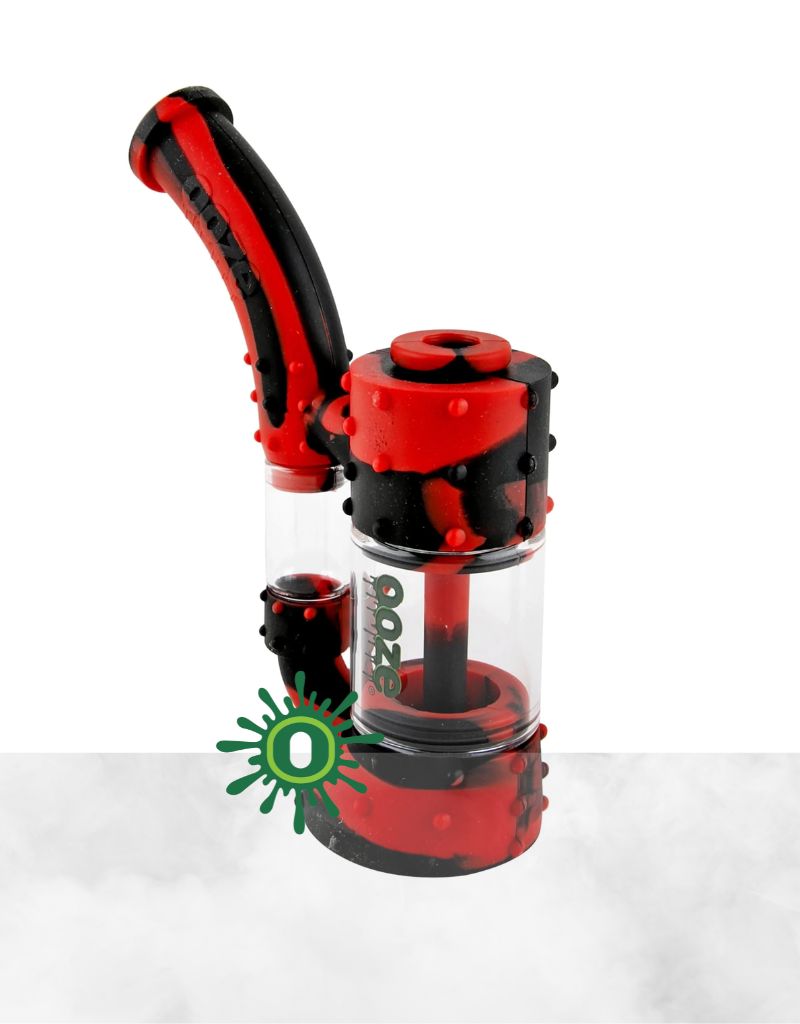 OOZE TRIP SILICONE GLASS WATER PIPE BLACK/RED