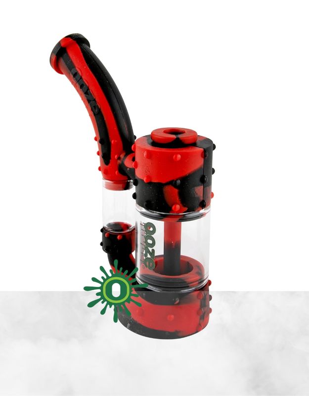 OOZE TRIP SILICONE GLASS WATER PIPE BLACK/RED