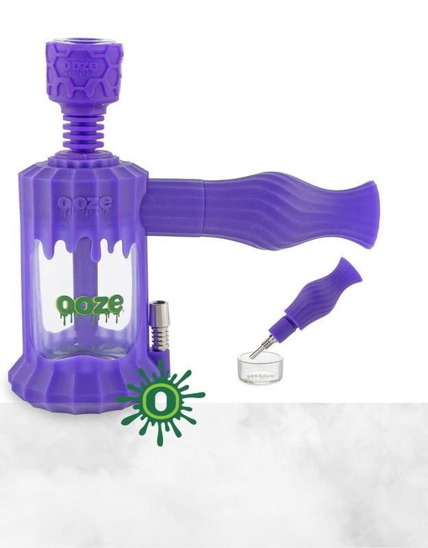 OOZE CLOBB SILICONE GLASS WATER PIPE &amp; NECTAR COLLECTOR ULTRA PURPLE