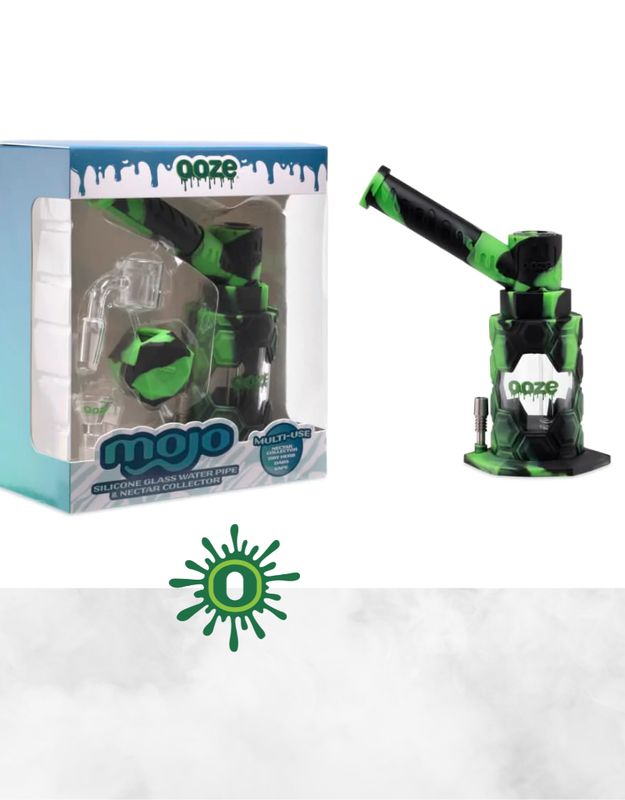 OOZE -CRANUIM SILICONE GLASS WATER PIPE 8&#39;&#39; &amp; NECTAR COLLECTOR 4 IN 1 - CHAMELEON