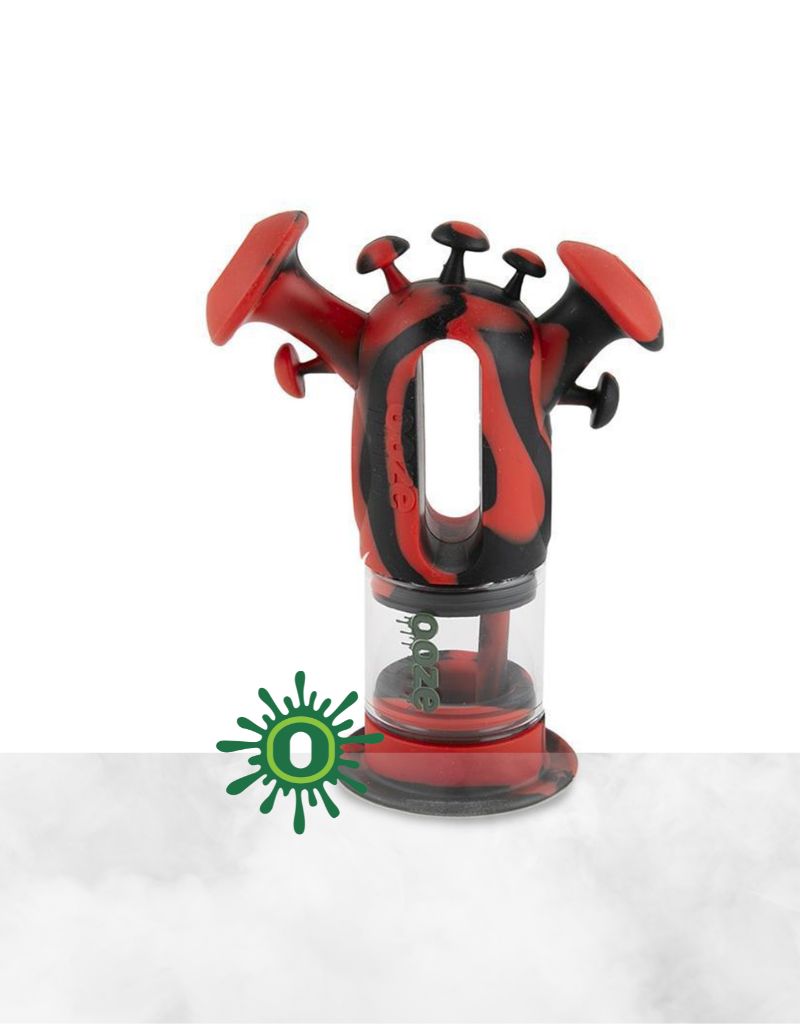 OOZE STACK SILICONE GLASS WATER PIPE BLACK/RED