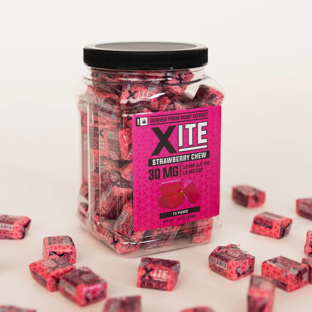 XITE Fruit Chews 15mg D9 / 15mg CBD, Flavors: Strawberry