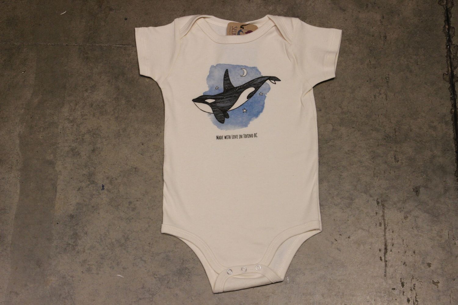 SCC Organic Cotton Infant Onesie, Color: Natural, Size: 3-6m, Print: Orca Dream