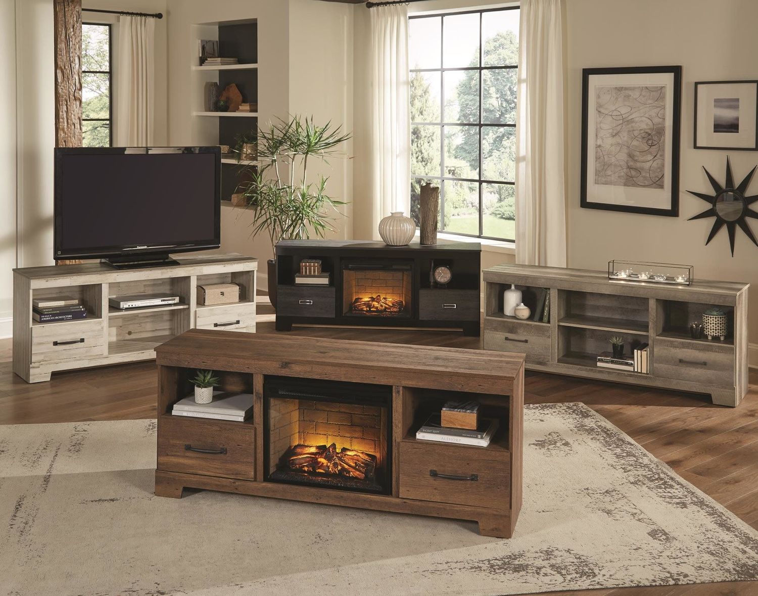 KITH ASPEN 65&quot;  2  DRAWER ENTERTAINMENT RUSTIC WHITE