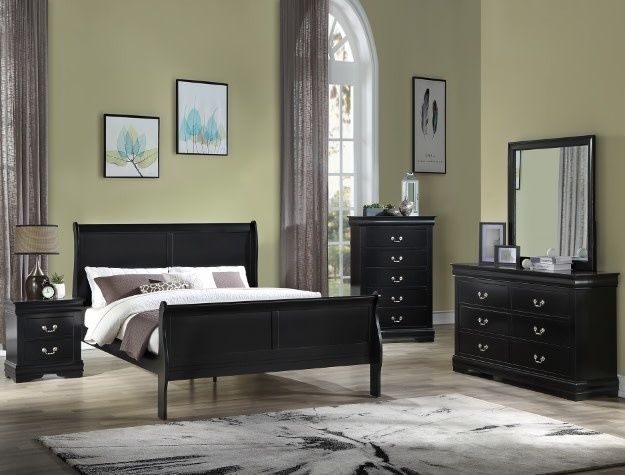 LOUIS PHILLIPE QUEEN BLACK BED