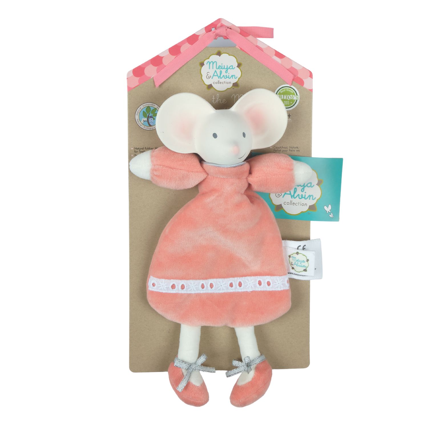 Meiya the Mouse - Lovey with Rubber Head in Floral Dress