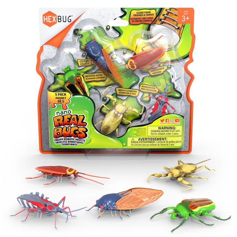HEXBUG Real Bugs Nanos 5 Pack, Fake Insect Toy Figures, Vibration Powered Critters