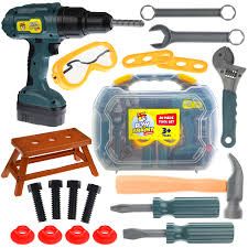 Play Brainy Pretend Kids Tool Kit with Toolbox, 28 Pc. Set