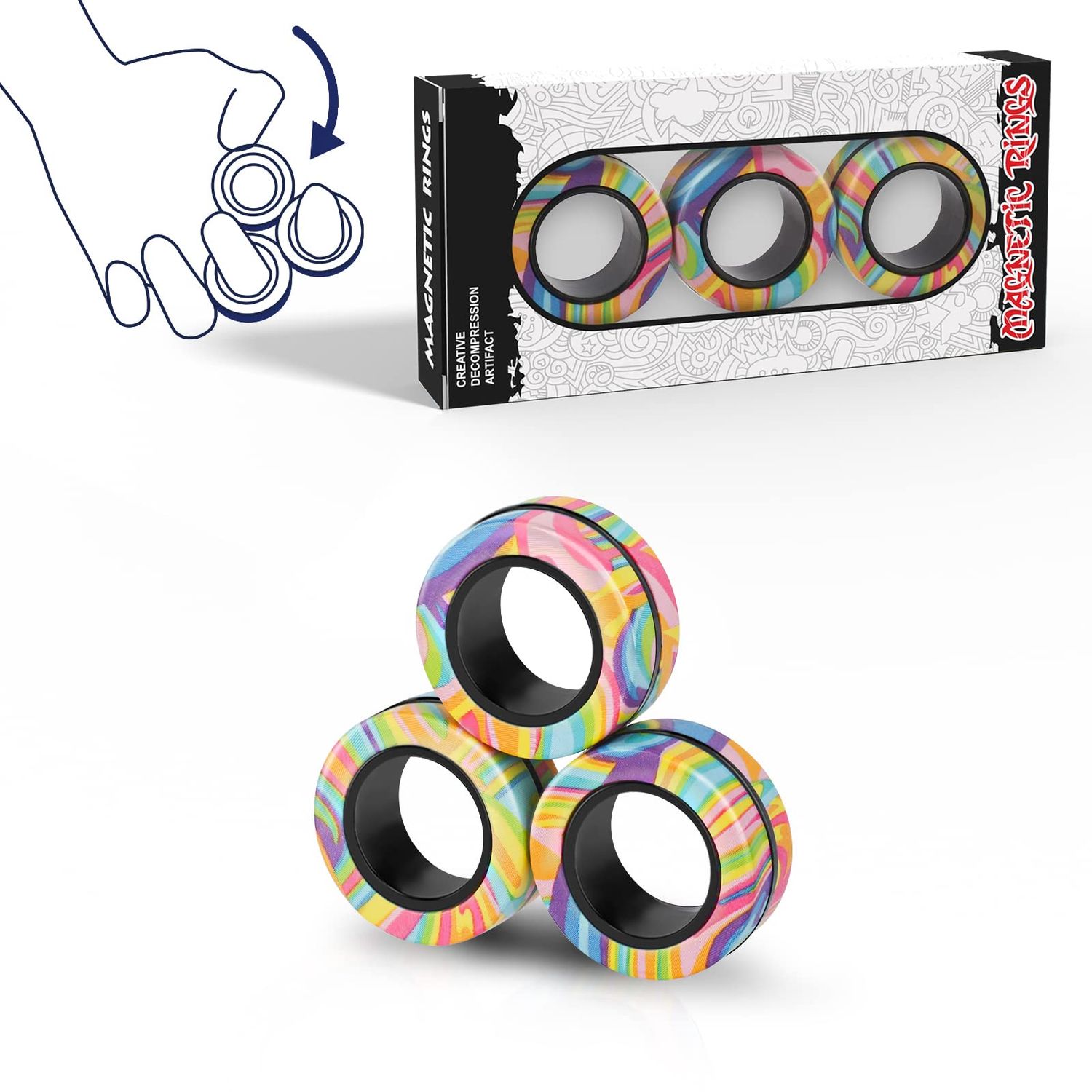 Magnetic Finger Rings Fidget Kids