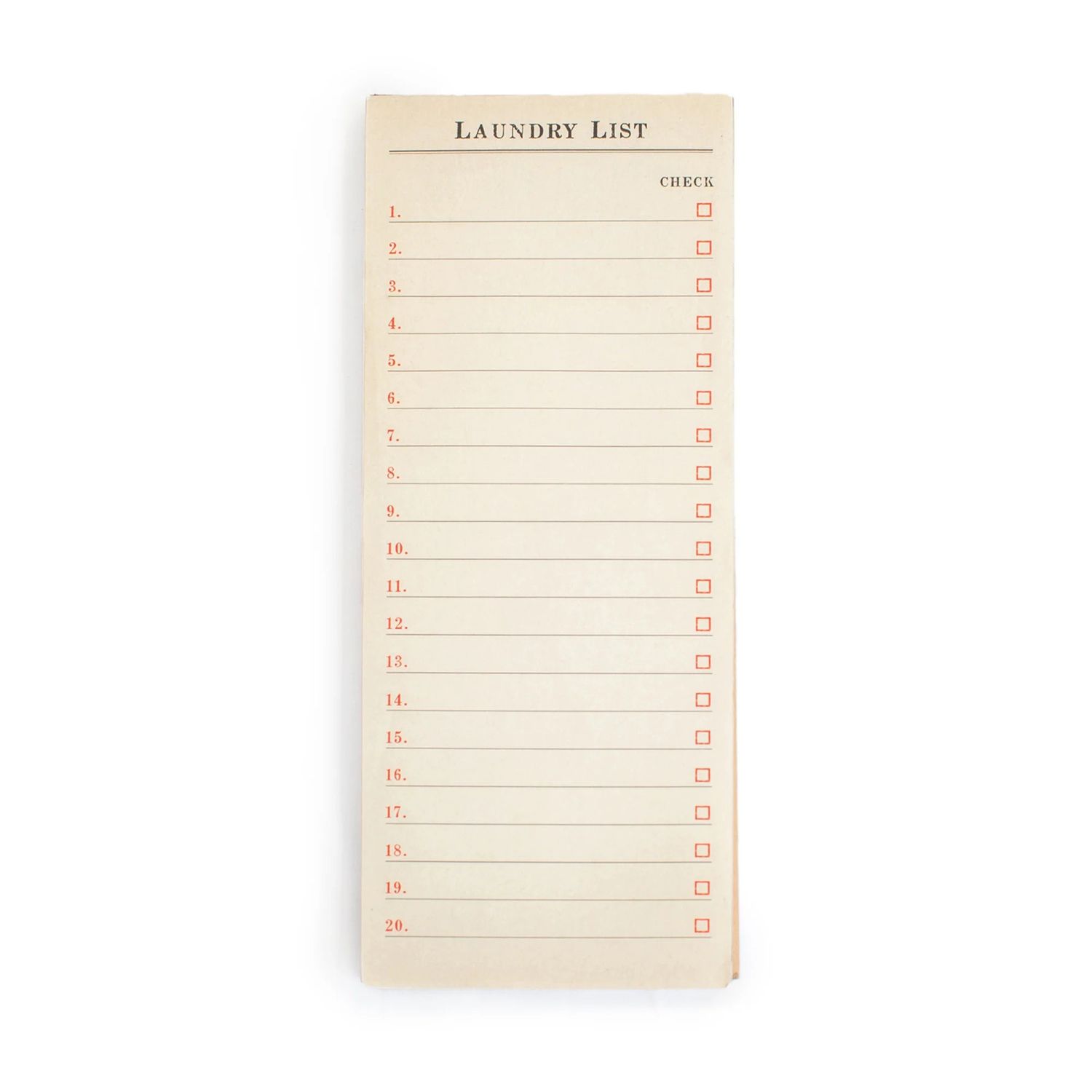 Laundry List Skinny Notepad 4&quot; x 10&quot;