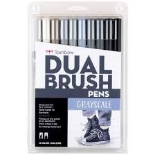 Dual Brush Set 10 Grayscale