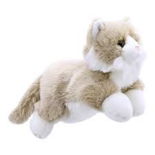 Full Bodied Animal Hand Puppet - Cat Beige &amp; White