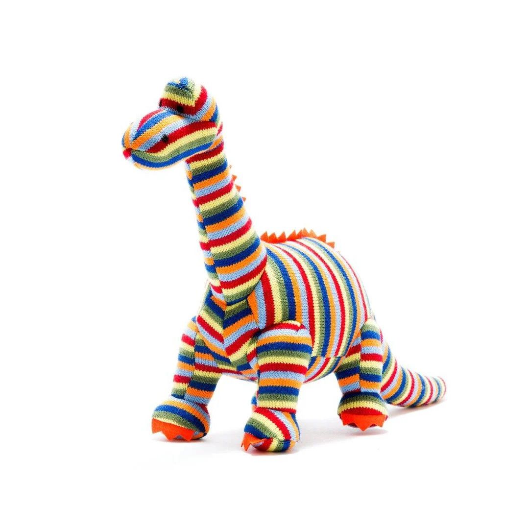 Knitted Stripe Diplodocus Dinosaur Plush Toy