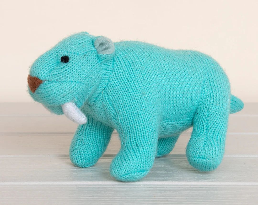 Knitted Sabre Tooth Tiger Baby Rattle