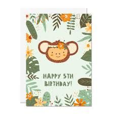 5th Birthday Card Jungle