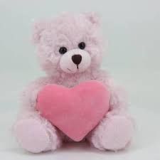 Pink Plush Bear holding hearts