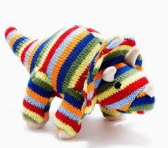 Knitted Striped Triceratops Dinosaur Plush