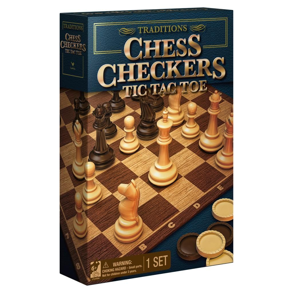 Chess Checkers in 2pc Rectangular Traditions Box