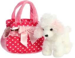 8&quot; FANCY PINK POLKA DOT WHITE POODLE PINK EARS IN