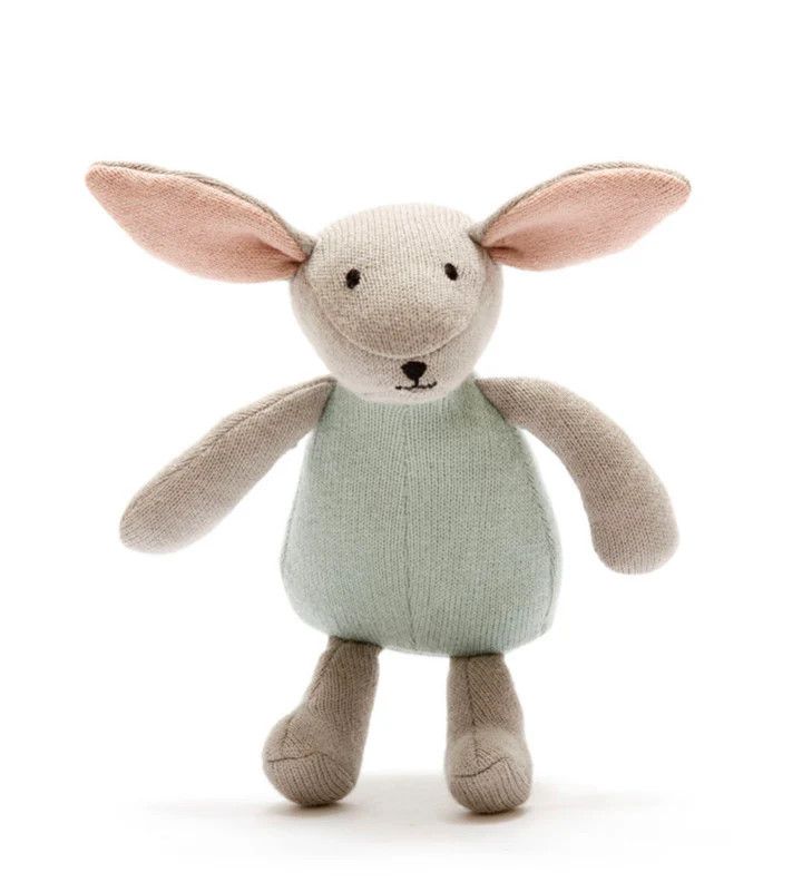 Organic Cotton Knitted Bunny Soft Toy in Teal