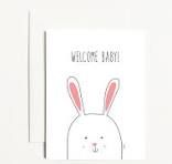 Welcome Baby White Bunny Card