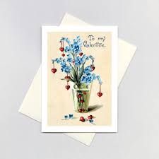 Vase of Hearts and For-Get-Me-Nots Card
