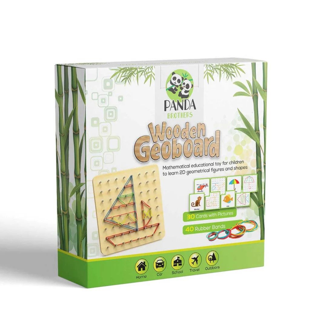 Wooden Geoboard with rubber bands