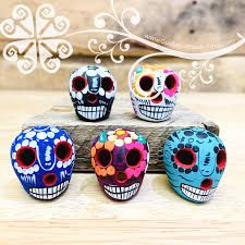 Day of the Dead Mini Clay Painted Skulls
