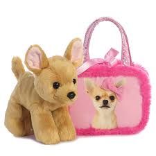 7&quot; PRETTY IN PINK CHIHUAHUA WITH CARRIER FANCY PAL
