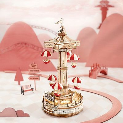 Electro Mechanical Wooden Puzzle: Parachute Tower