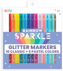 Rainbow Sparkle Glitter Markers 15 ct.