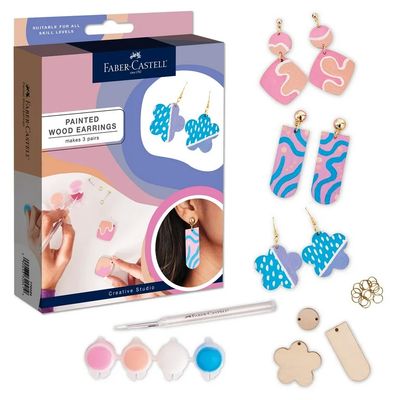Adult Craft Painted Wood Earrings