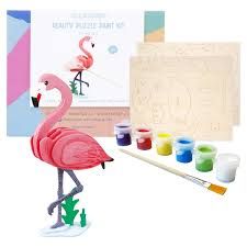 HC206, 3D Wooden Puzzle Paint Kit: Flamingo