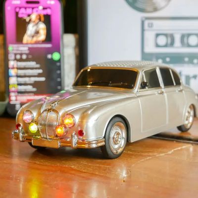 Retro Car Speaker - Bluetooth &amp; FM Radio (silver)