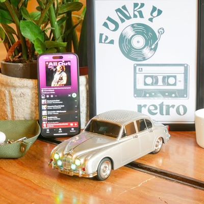 Retro Car Speaker - Bluetooth &amp; FM Radio (silver)