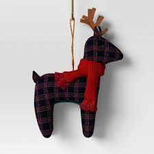 Fabric Plaid Reindeer Ornament