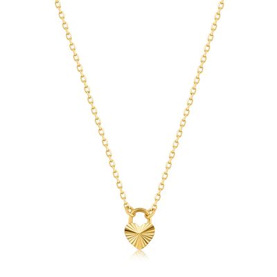 14k Yellow Gold Heart Shaped Lock Necklace by ANIA HAIE