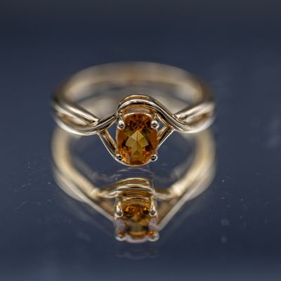 14k Yellow Gold 7x5mm Oval Genuine Citrine Size 7