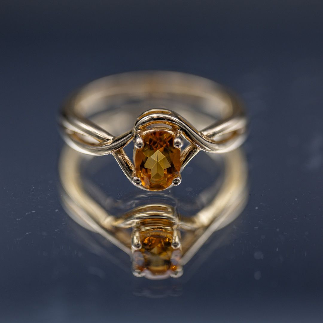 14k Yellow Gold 7x5mm Oval Genuine Citrine Size 7