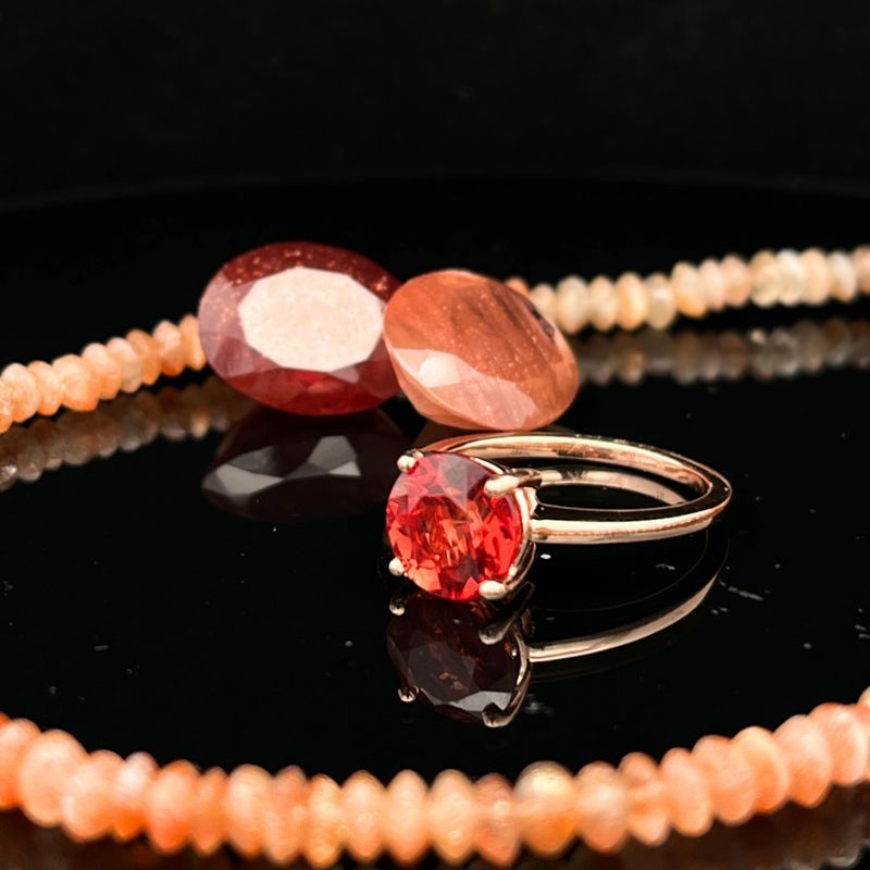&quot;Lady in Red&quot; Oregon Sunstone Solitaire