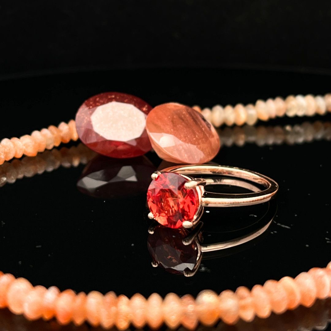 &quot;Lady in Red&quot; Oregon Sunstone Solitaire