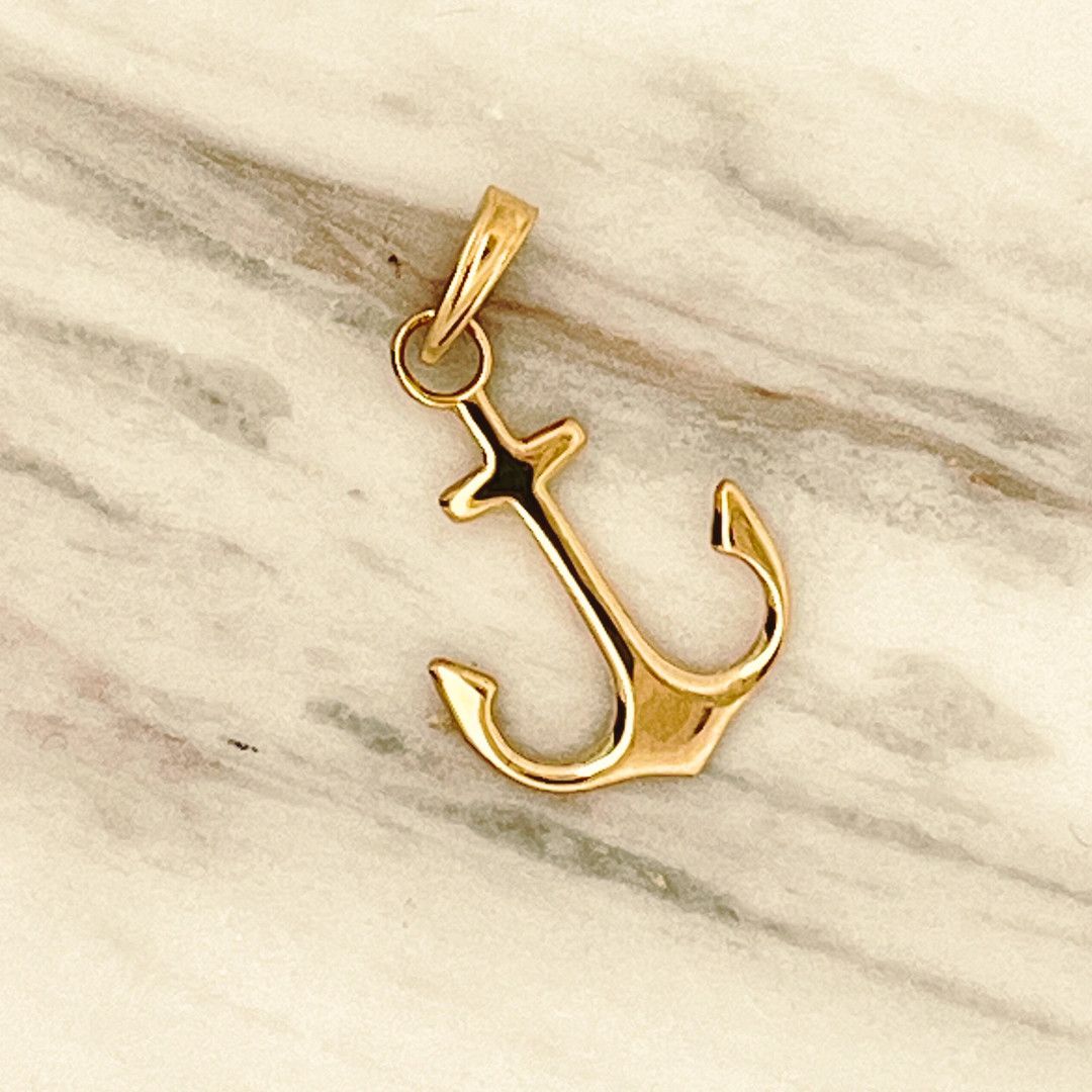 14k YG Anchor Pendant