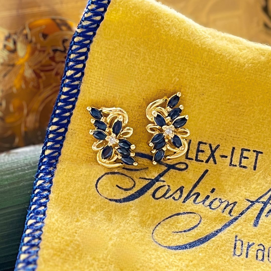 Pre-Loved 14k YG Sapphire &amp; Diamond Fashion Earrings