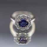 14k White Gold 2.08mm Natural Violet Sri Lankan Sapphire  1.21ctw Diamond Fashion Ring