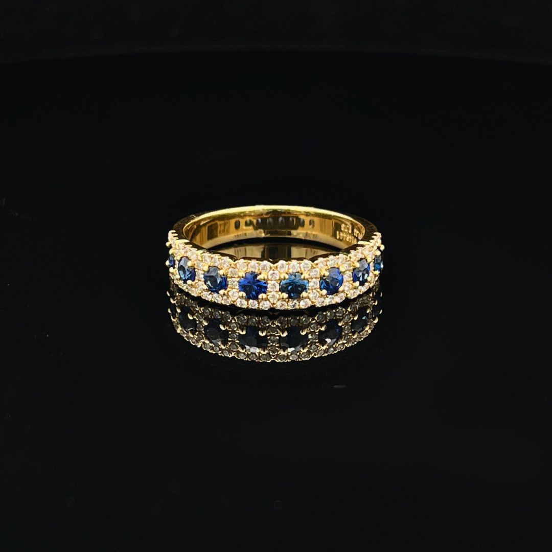 14k YG .73tw Sapphire &amp; .33tw Diamond Ring