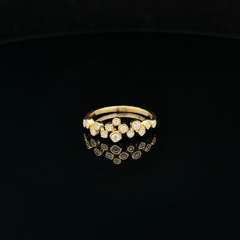 14k Yellow Gold Diamond Bezel Set Scatter Ring